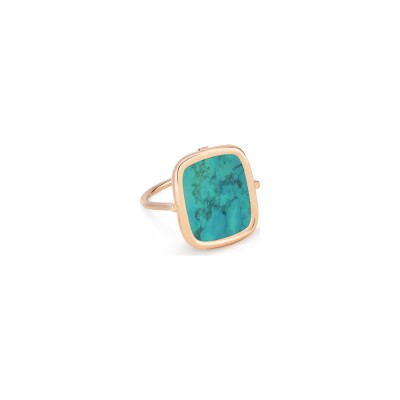 Bague GINETTE NY ANTIQUE RING en or rose et pierre turquoise